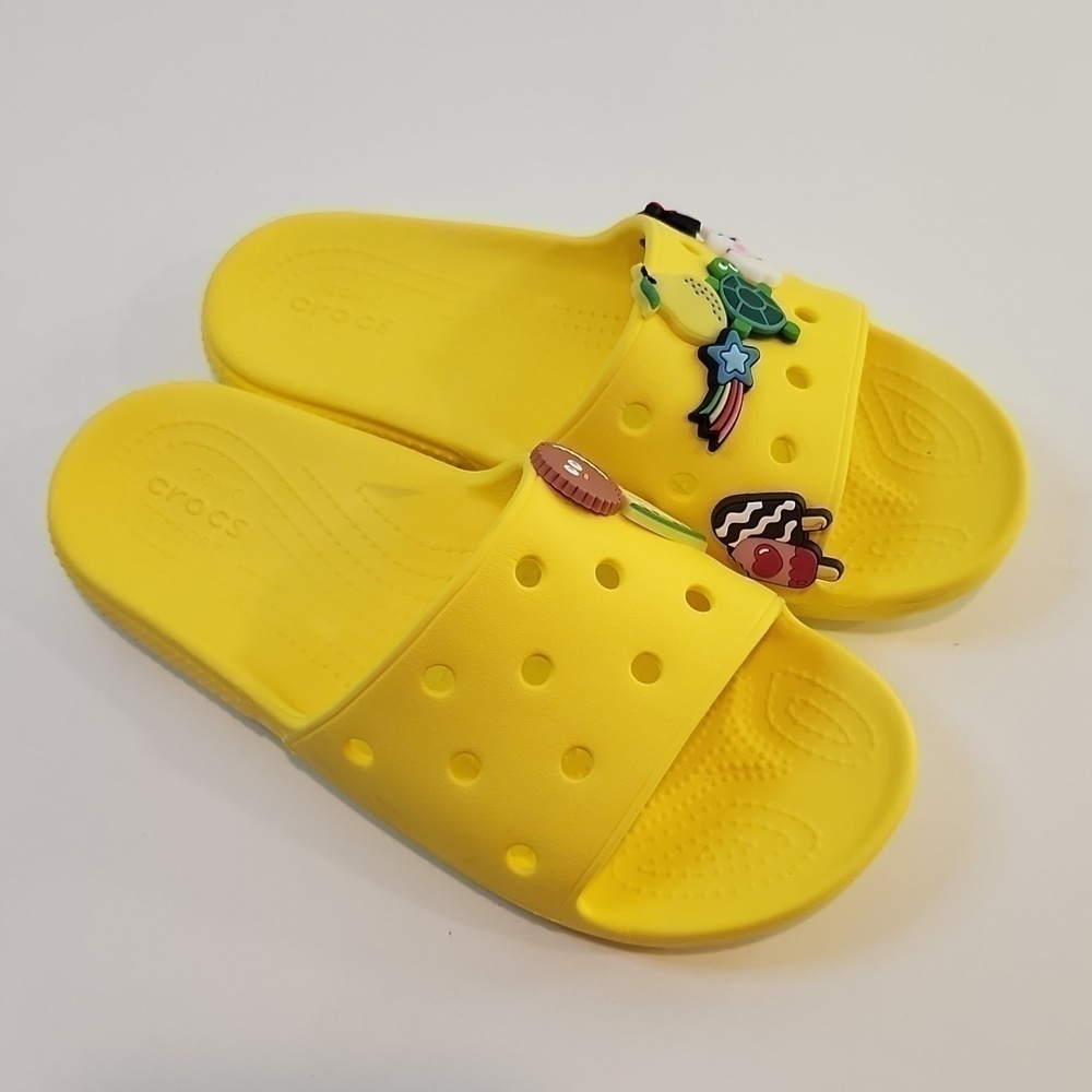 Crocs Classic Slide Sandals 206121 Yellow Slip On Unisex Men's Sz 4 Women's Sz 6